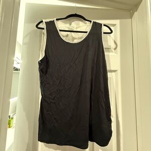Black and White Sleeveless Tank Top with Scoop Neck